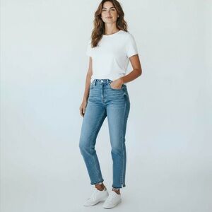 NWT Talbots Women’s High Waist Skinny Leg Ankle Raw Hem Blue Jeggings Size 10P